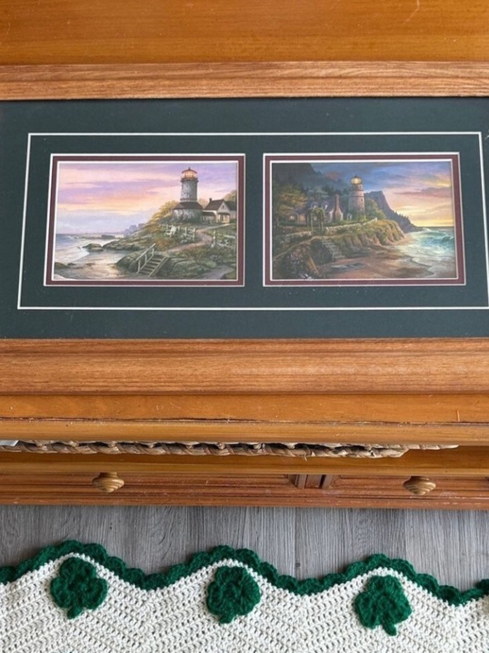 Thomas Kinkade Lighthouse Coastal Prints Wood Framed 23 x 13 Inches